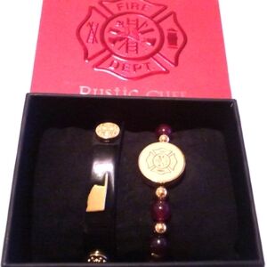 Rustic Cuff Oklahoma Fire Department Bracelet Set NIB
